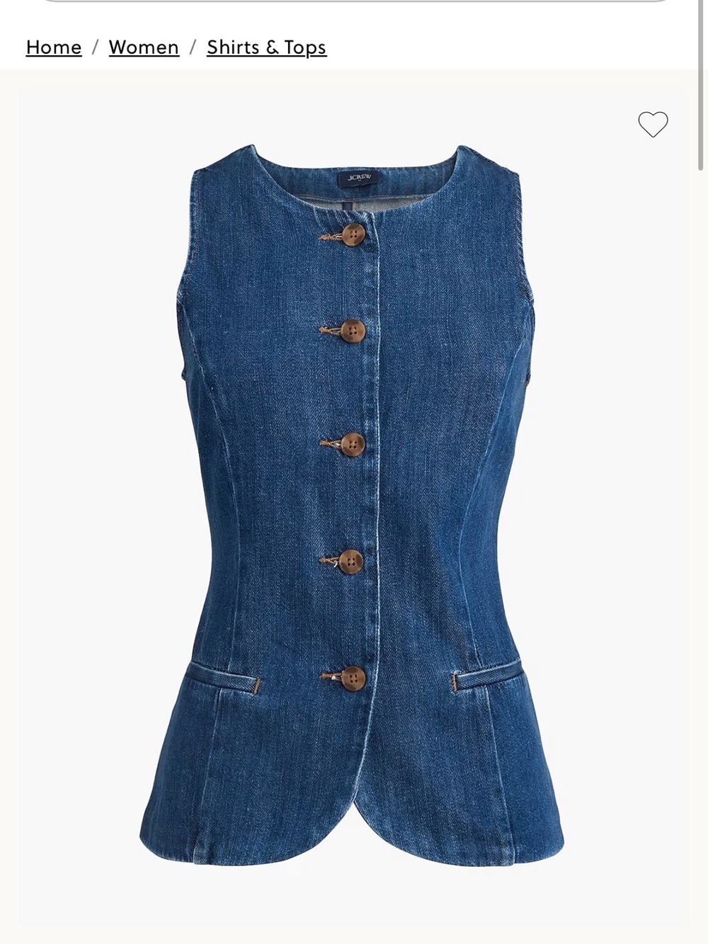 J. Crew Women's Dark Blue Denim Button Vest